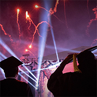 fireworks and graduates